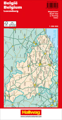 Belgien, Luxemburg, Strassenkarte 1:250'000
