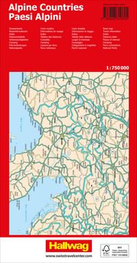 Pays alpins, carte routière 1:750'000