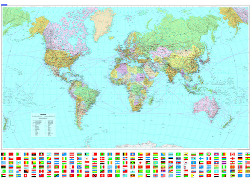 Carte du monde, Poster politique avec relief 1:30mio.