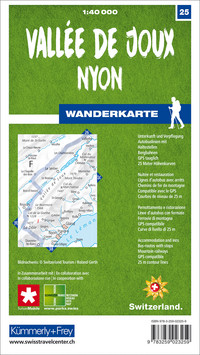 Suisse, Vallée de Joux, Nyon, No 25, carte de randonnée 1:40'000