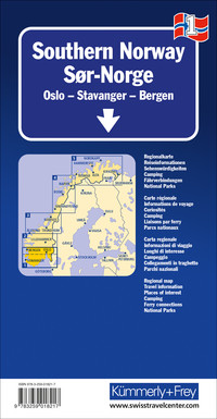 Norvège (Sud), Oslo - Stavanger - Bergen, Nr. 01, carte routière 1:335'000