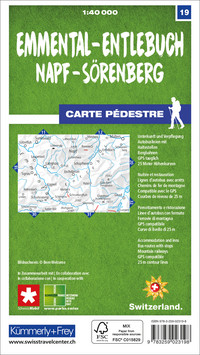 Suisse, Emmental - Entlebuch, Napf - Sörenberg, No. 19, carte pédestre 1:40'000 Suisse, Emmental - Entlebuch, Napf - Sörenberg, No. 19, carte pédestre 1:40'000