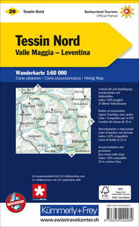 Schweiz, Tessin, Sopraceneri, Nr. 26, Wanderkarte 1:60'000 Schweiz, Tessin, Sopraceneri, Nr. 26, Wanderkarte 1:60'000
