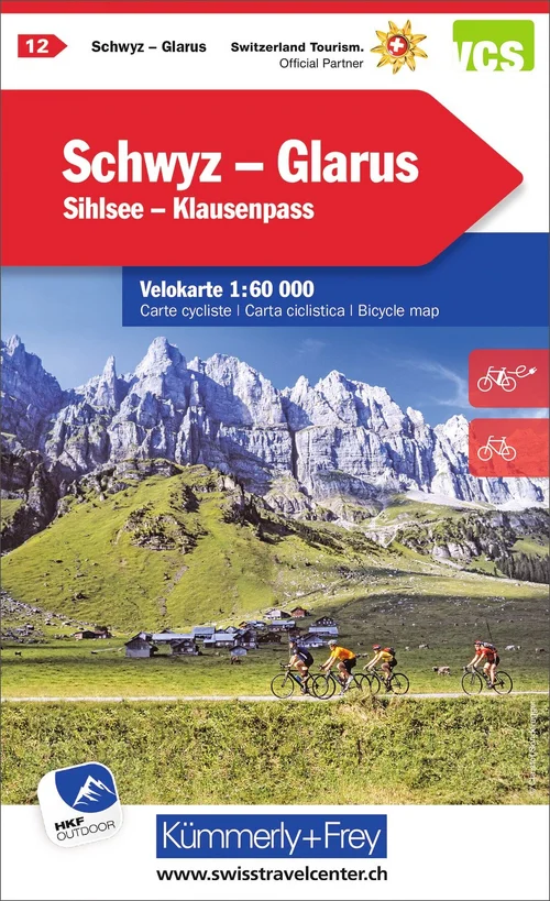 Schweiz, Schwyz - Glarus, Nr. 12, Velokarte 1:60'000 Schweiz, Schwyz - Glarus, Nr. 12, Velokarte 1:60'000