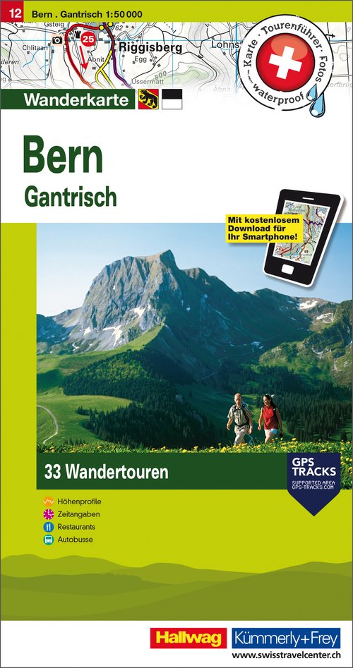 Switzerland, Bern-Gantrisch, No 12, Hiking maps with routes 1:50'000 / german edition
