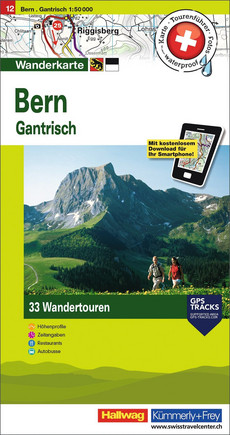 Schweiz, Bern-Gantrisch, Nr. 12, Wandertourenkarte 1:50'000