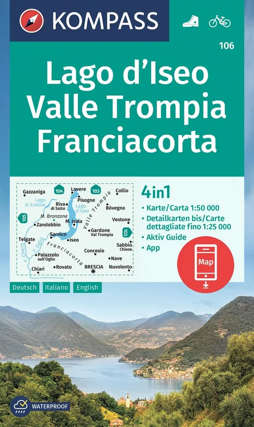 KOMPASS Wanderkarte 106 Lago d'Iseo, Valle Trompia, Franciacorta 1:50.000 KOMPASS Wanderkarte 106 Lago d'Iseo, Valle Trompia, Franciacorta 1:50.000