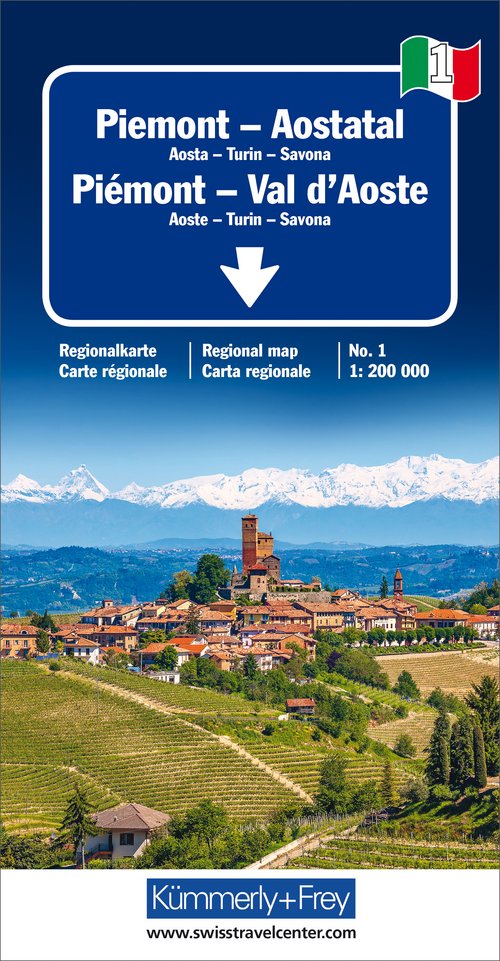 Italien, Aostatal - Piemont, Nr. 01, Strassenkarte 1:200'000
