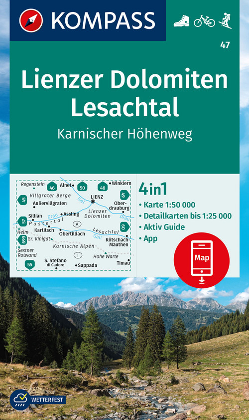 KOMPASS Wanderkarte 47 Lienzer Dolomiten, Lesachtal, Karnischer Höhenweg 1:50.000