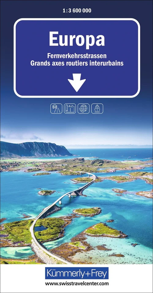 Europe, Long-distance routes, Road Map 1:3.6mio. Europe, Long-distance routes, Road Map 1:3.6mio.