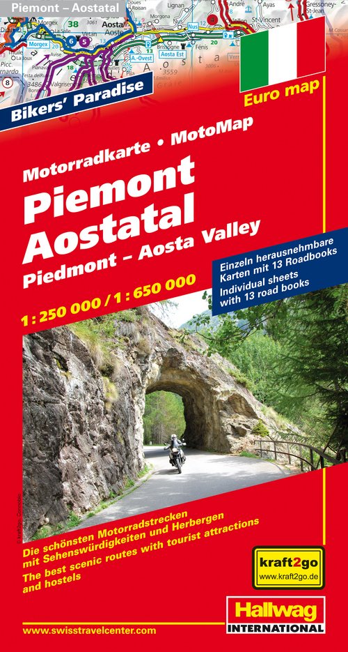 Piemont - Aostatal Motorradkarte 1:250 000/1:650 000