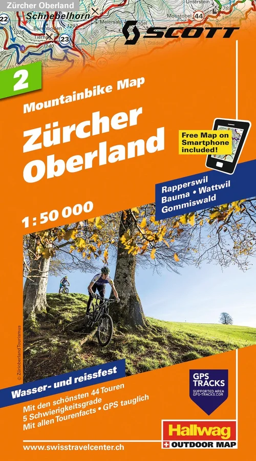Suisse, Zürcher Oberland, No. 2, carte de VTT 1:50'000 Suisse, Zürcher Oberland, No. 2, carte de VTT 1:50'000
