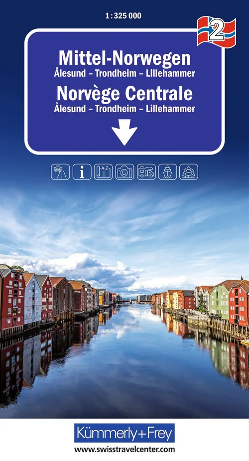 Central Norway, Ålesund, Trondheim, Lillehammer, Nr. 02, Strassenkarte 1:335'000
