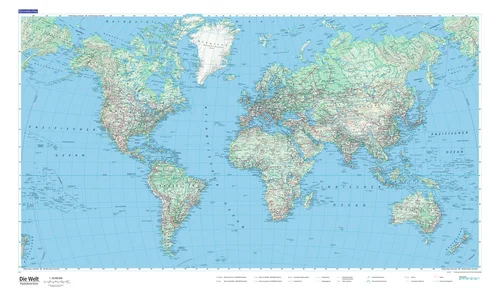 The World, physical map 1:50 Mio Poster laminated