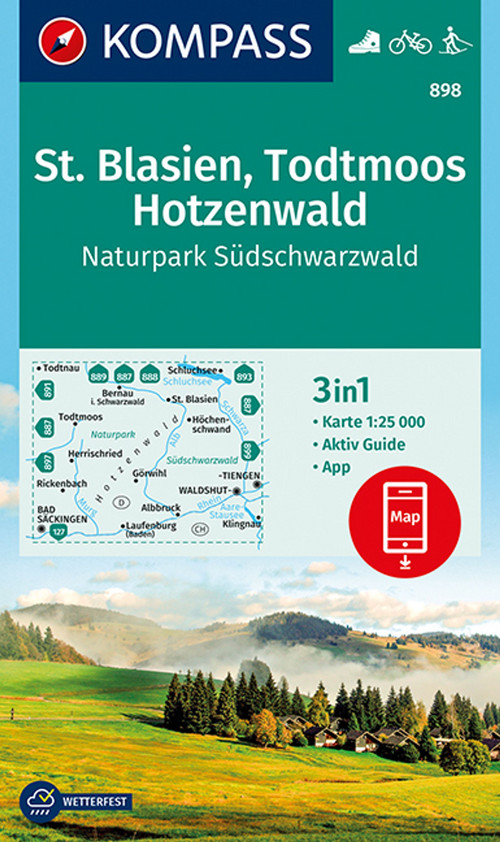 KOMPASS Wanderkarte 898 St. Blasien, Todtmoos, Hotzenwald, Naturpark Südschwarzwald