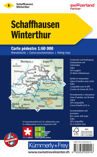 Switzerland, Schaffhausen - Winterthur, No. 01, Hiking Map 1:60'000 Switzerland, Schaffhausen - Winterthur, No. 01, Hiking Map 1:60'000