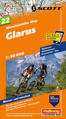 Suisse, Glaris, No. 22, carte de VTT 1:50'000