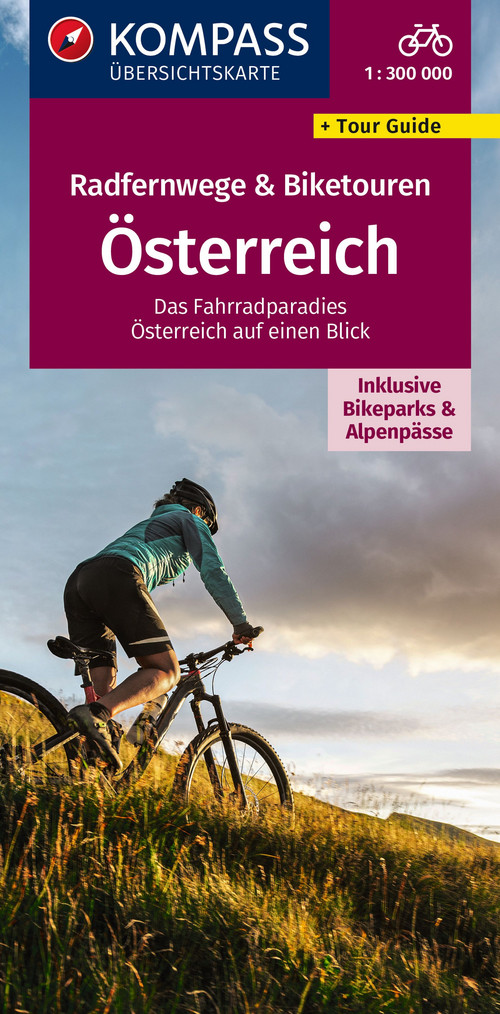 KOMPASS Radfernwege & Biketouren Österreich 1:300.000 - Übersichtskarte 2563