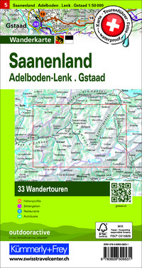 Saanenland Adelboden-Lenk, Gstaad Nr. 05 Touren-Wanderkarte 1:50 000