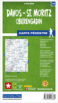 Switzerland, Davos, St. Moritz, Upper Engadine; No. 36, hiking map 1:40'000
