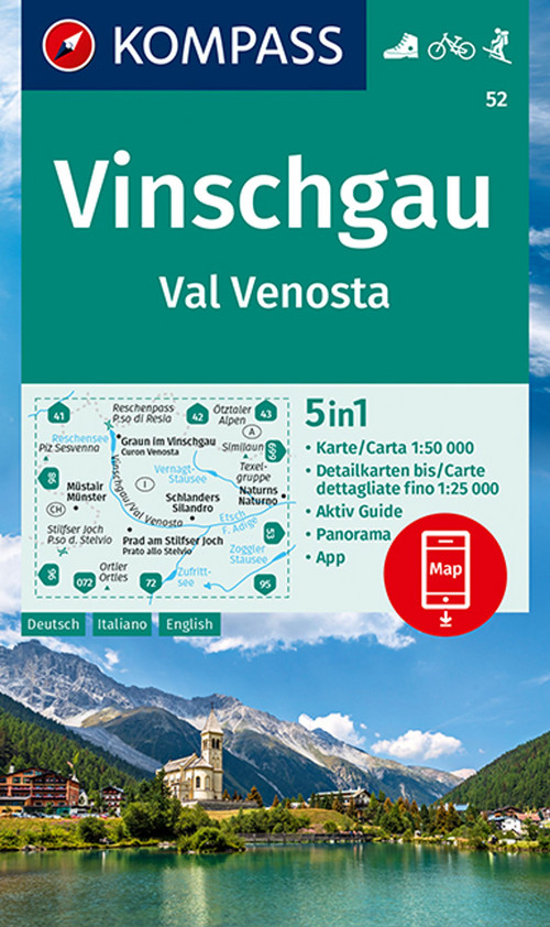 KOMPASS Wanderkarte 52 Vinschgau /Val Venosta