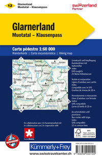 Schweiz, Glarnerland, Muotatal - Klausenpass, Nr. 12, Wanderkarte 1:60'000