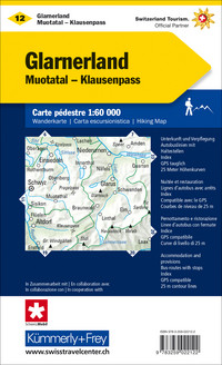 Suisse, Pays de Glaris, Muotatal - Klausenpass, No. 12, carte pédestre 1:60'000