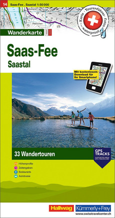 Schweiz, Saas-Fee - Saastal, Nr. 14, Wandertourenkarte 1:50'000