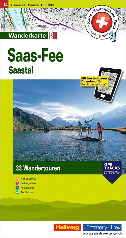 Schweiz, Saas-Fee - Saastal, Nr. 14, Wandertourenkarte 1:50'000 Schweiz, Saas-Fee - Saastal, Nr. 14, Wandertourenkarte 1:50'000