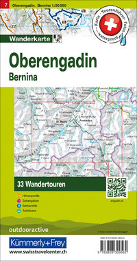 7 Oberengadin, Bernina Touren-Wanderkarte