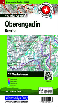 Schweiz, Oberengadin, Bernina, Nr. 7, Wandertourenkarte 1:50'000 Schweiz, Oberengadin, Bernina, Nr. 7, Wandertourenkarte 1:50'000