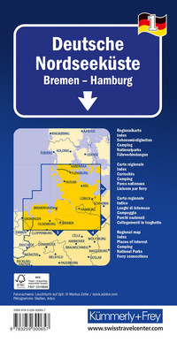 Allemagne, côte allemande de la mer du Nord, Nr. 01, carte routière 1:275'000 Allemagne, côte allemande de la mer du Nord, Nr. 01, carte routière 1:275'000