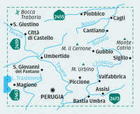 KOMPASS Wanderkarte 2464 Perugia, Assisi, Città di Castello, Gubbio 1:50.000