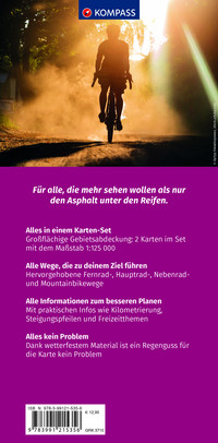 KOMPASS Großraum-Radtourenkarte 3710, Bayern Nord, Baden-Württemberg Nord/Ost, 1:125000