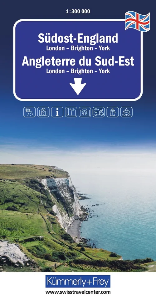 England (South East), London - Brighton - York, road map 1:300'000 England (South East), London - Brighton - York, road map 1:300'000