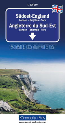 England (Südost), London - Brighton - York, Strassenkarte 1:300'000