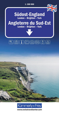 England (South East), London - Brighton - York, road map 1:300'000