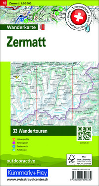 Schweiz, Zermatt, Nr. 13, Wandertourenkarte 1:50'000 Schweiz, Zermatt, Nr. 13, Wandertourenkarte 1:50'000