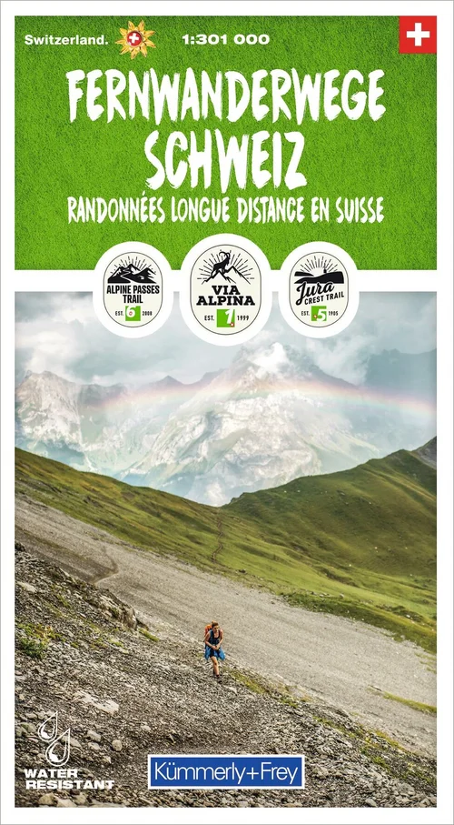 Long-Distance Hiking Trails in Switzerland, Hiking Map 1:301'000 Long-Distance Hiking Trails in Switzerland, Hiking Map 1:301'000