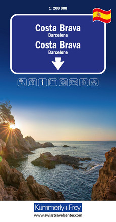 Espagne, Costa Brava, carte routière au 1:200 000