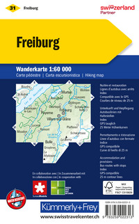 Suisse, Fribourg, No. 31, Carte pédestre 1:60'000 Suisse, Fribourg, No. 31, Carte pédestre 1:60'000