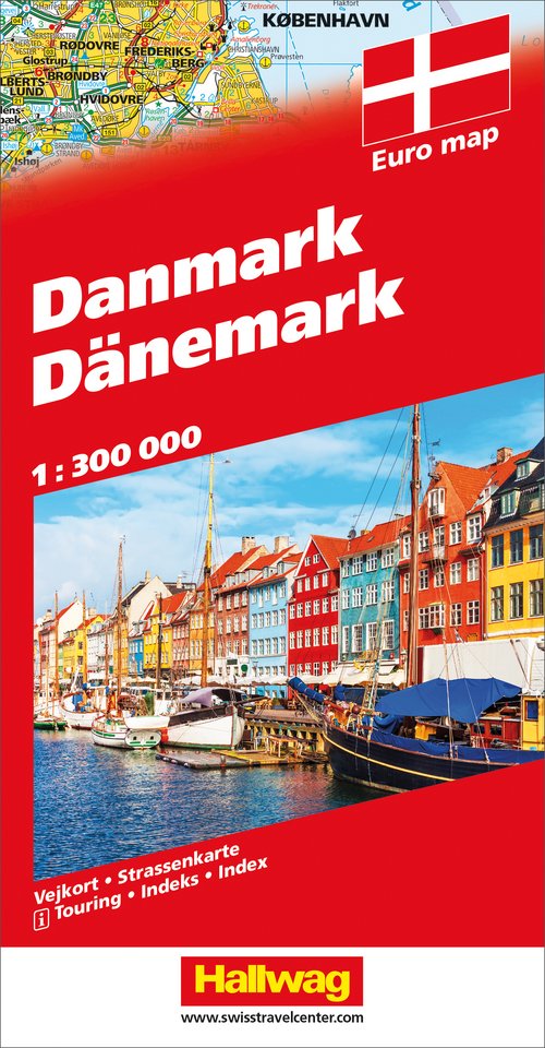Danemark Carte routière avec e-Distoguide