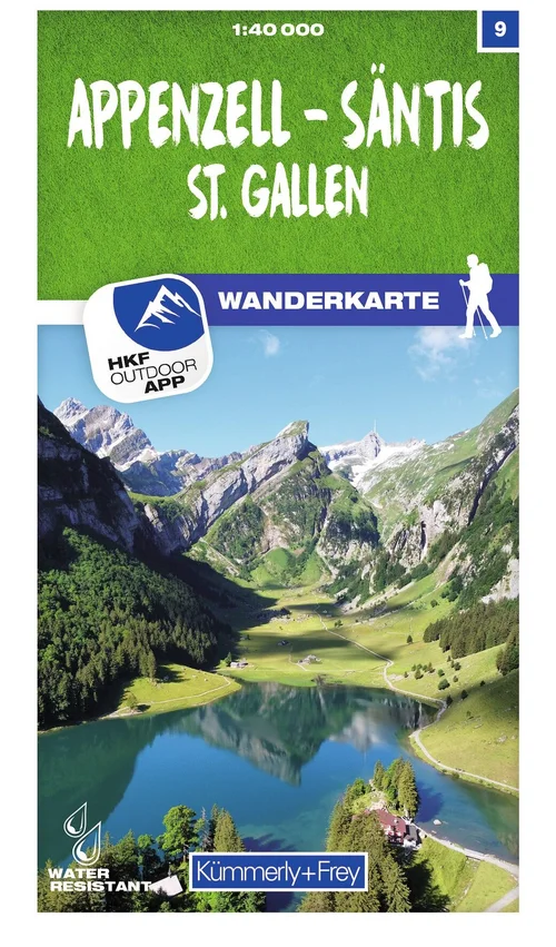 Suisse, Appenzell - Säntis - St. Gall, No 9, carte de randonnée 1:40'000 Suisse, Appenzell - Säntis - St. Gall, No 9, carte de randonnée 1:40'000