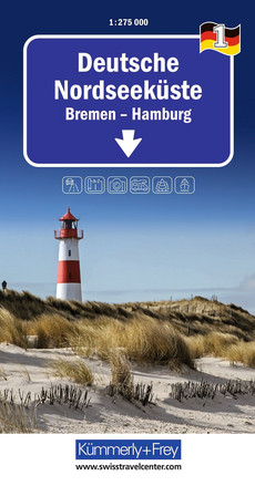 Allemagne, côte allemande de la mer du Nord, Nr. 01, carte routière 1:275'000