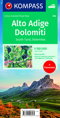 KOMPASS Autokarte Südtirol, Dolomiten/Alto Adige , Dolomiti 1:150.000