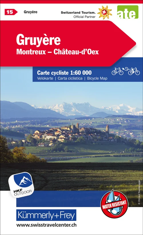 Switzerland, Gruyère - Montreux - Gstaad, Nr. 15, cycling map 1:60'000