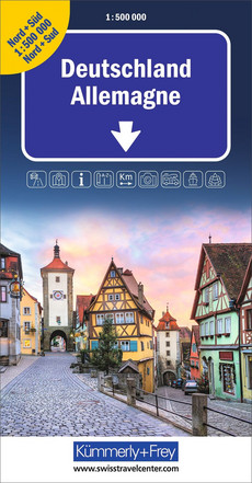 Allemagne Nord et Sud, carte routière 1:500 000