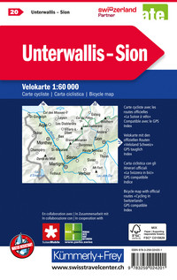 Schweiz, Unterwallis - Sion, Nr. 20, Velokarte 1:60'000