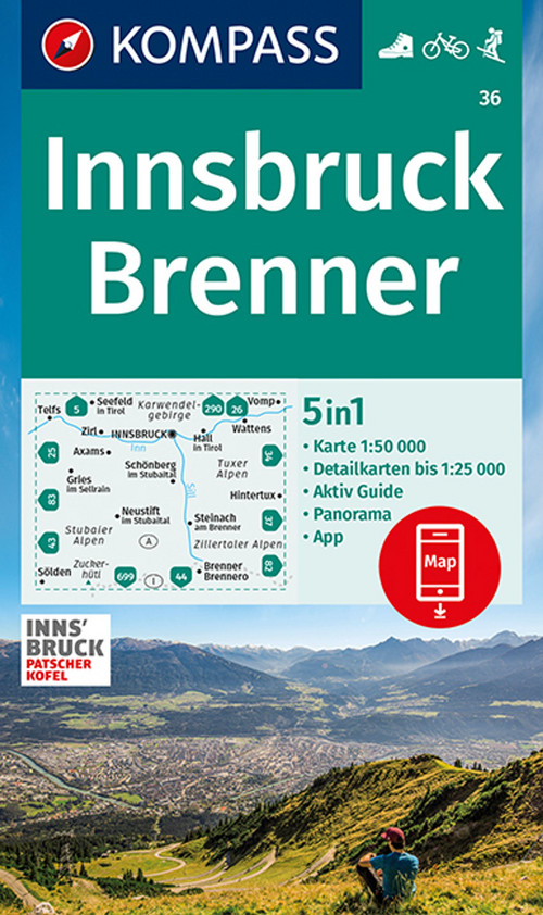 KOMPASS Wanderkarte 36 Innsbruck, Brenner
