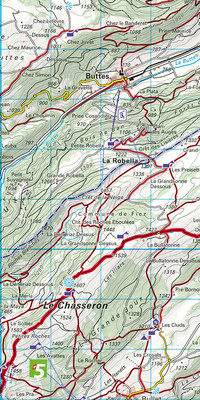 Suisse, Val-de-Travers, Areuse - Doubs, N° 16, carte de randonnée 1:40'000 Suisse, Val-de-Travers, Areuse - Doubs, N° 16, carte de randonnée 1:40'000